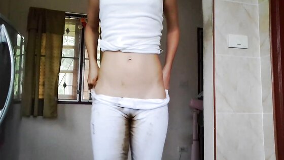 Dancing, Creamy Poo, Enema, Fart in White Leggings - Visit BizarroPornos.Com