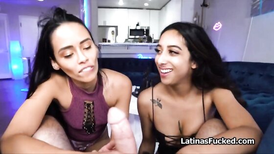 POV threesome with Latina girlfriends