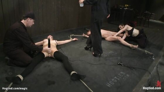 Bound big tits lesbian slaves tormented