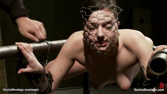 Locked in cage slave fingered