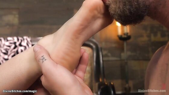 Femdom pegging tattooed male slave