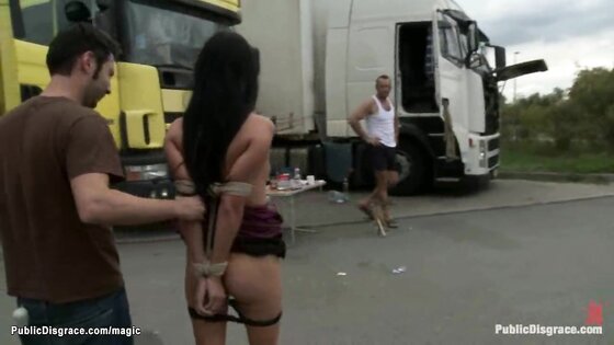 Euro slut fucked in truck parking