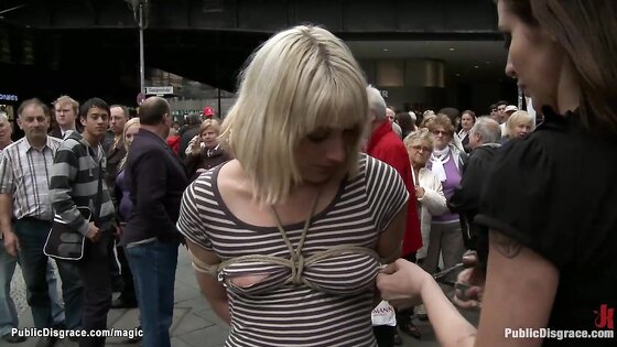 Bare boobs blonde in public