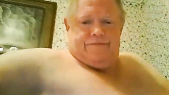 fat grandpa jerking off on the bed 3