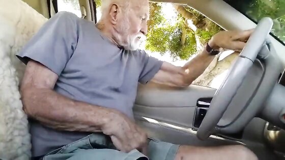 Handsome Grandpa Sucks in His Car