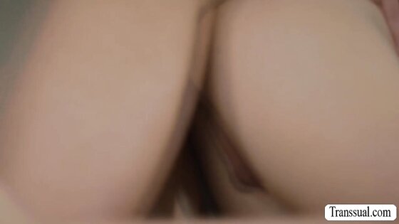 Hot shemale let TS neighbor bang her ass