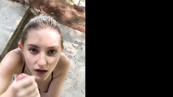 My first Public Blowjob almost Caught with Cum on my Face Eva Elfie