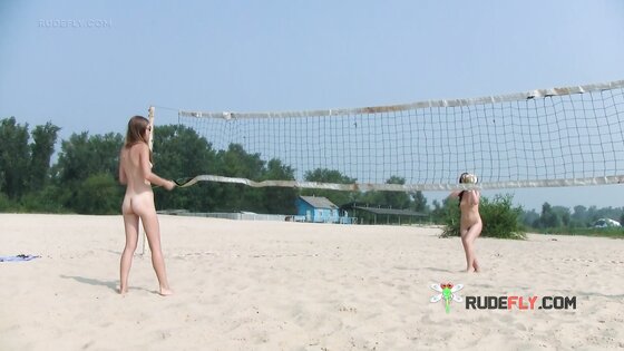 Dashing young nudist chicks have fun at the beach