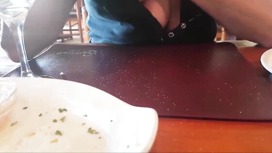 tits out in busy restaurant