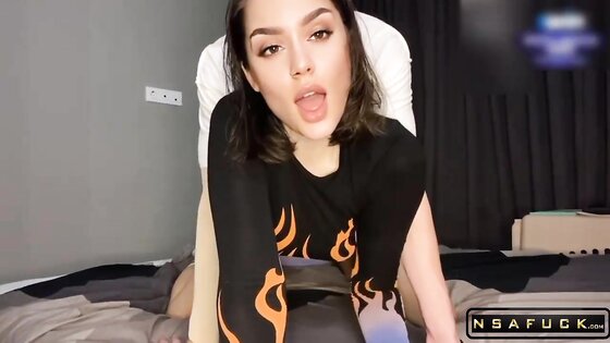 Hot Student gives Blowjob and Rides Cock as she was Taught in College Dorm