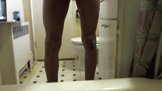 Bathroom in thong