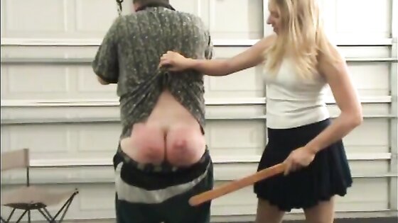 Mean Blonde Hard Punishes Sub Mature Man