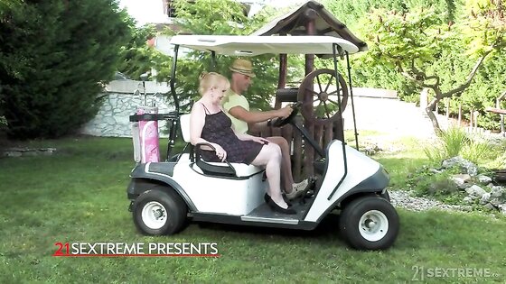 Blonde Granny Golf Lesson