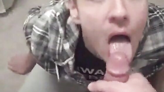 Big-Cock Blowjob - Cum Shot on Tongue