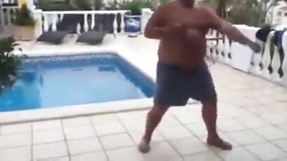 Fat Latin Daddy Strips Outdoors with His Bear