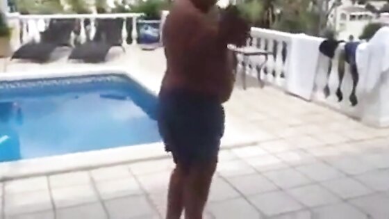 Fat Latin Daddy Strips Outdoors with His Bear