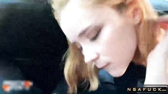 Redhaired StepSister Sucked Taxi Drivers Dick and Swallowed Cum in the Car POV