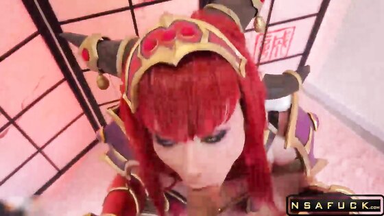 Hot Busty Alexstrasza from World of Warcraft Deepthroats and Hard Fucks Cock POV