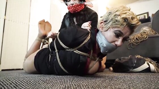 Sub Blonde Hogtied By Mistress