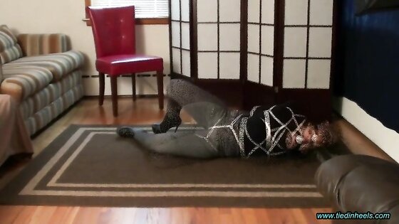 Sub Cute Brunette Enjoys Hard Hogtie