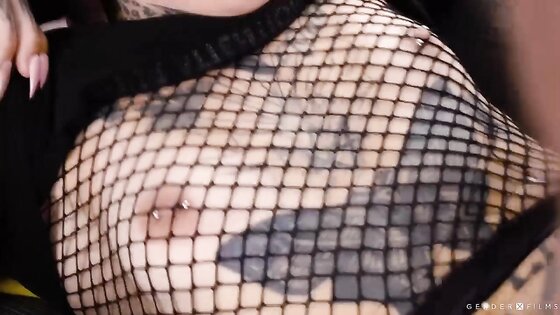 Lucky dude bareback fucks new TS roommate so hard