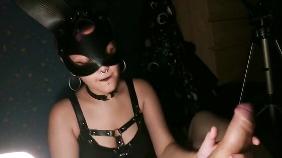 Horny Babe Devours My Big Cock with Wild Blowjob and Handjob