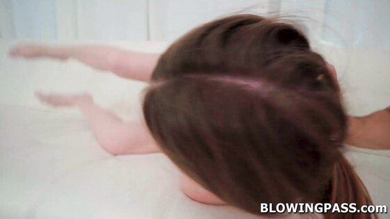 She makes messy face after sucking cock