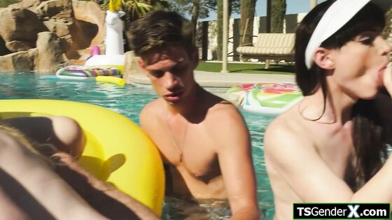 Insane compilation of tgirl pool parties