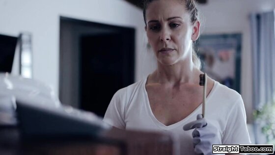 Busty blonde milf masturbates her pussy