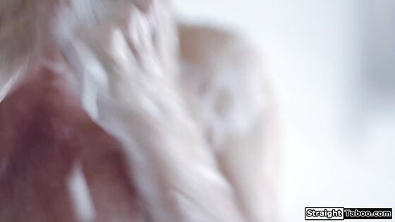 Busty blonde milf masturbates her pussy