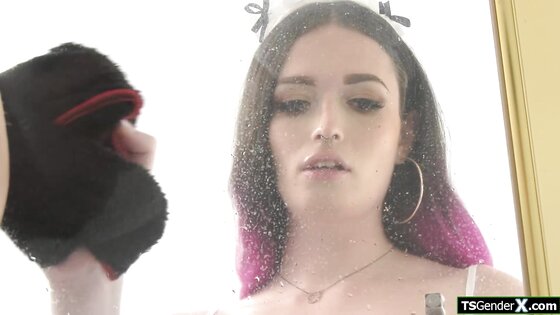 Trans maid is impressed by boss big cock