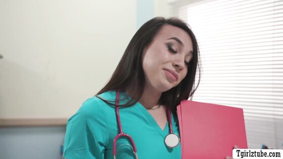 Lucky patient got his dick sucked by hot TS nurse