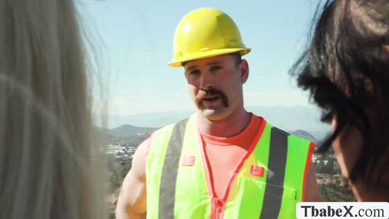 Lucky construction worker fuck this two horny TS