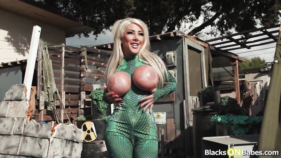 Blonde european dp fucked by 2 black men