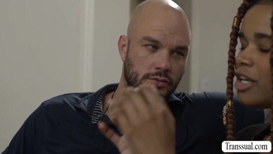 Ebony Trans babe Cloudy Vi butt fucked by big cock