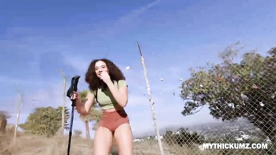 Thick ass hiking ebony picks up dick on her trip for a deep hammering session