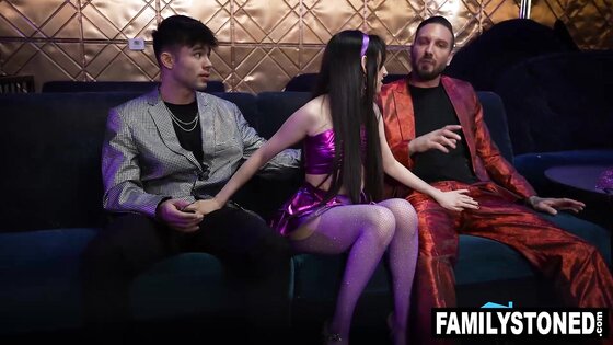 Stepbro and stepdad caught ROnnie Violet being a stripper and wants them to be quiet