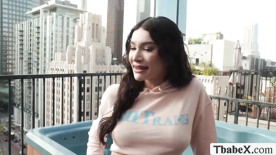 American big cock bareback fucks TS curly hair