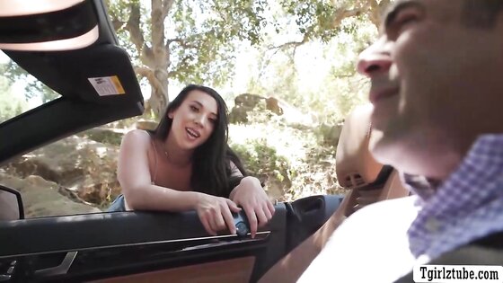 Rich man brings TS hitchhiker and fucks her ass