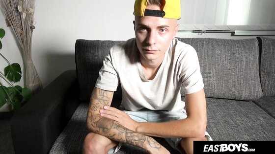 Sexy Slim Czech Boy with Tattoos Jerks His Big Thick Cock
