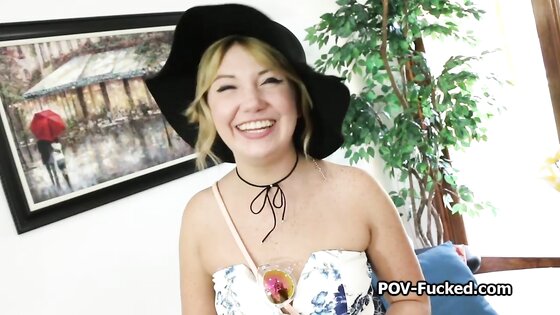 Petite blonde cutie spreads on sofa for my hard dick