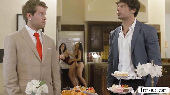 Bride to be cheater fucked by TS guests