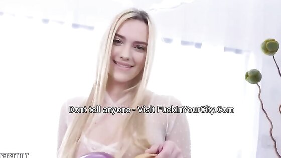 Oiled Blonde Whore Fucks Big Cock