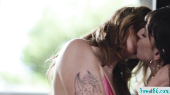 Gorgeous lesbians enjoy licking their wet pussies