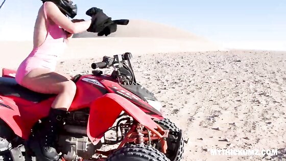 Random dude fucks flashing ATV rider thickums flawless pussy