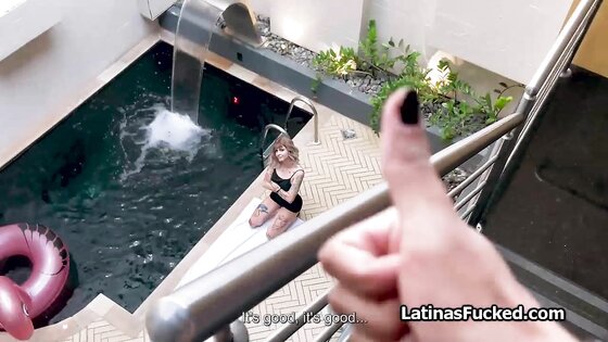 Blown by busty Latina roomie after her Yoga session by the pool