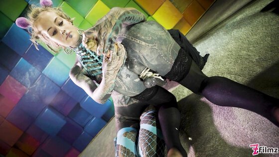 Heavily tattooed trans Lily Lu gets anal fisted