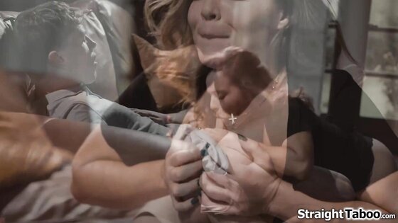 Busty milfs seduced by her teen neighbor