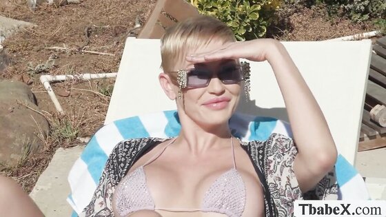 Super hot TS pool cleaner fucked by her MILF boss 2