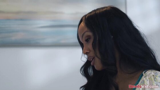 Ebony stepmom sucks stepsons white cock